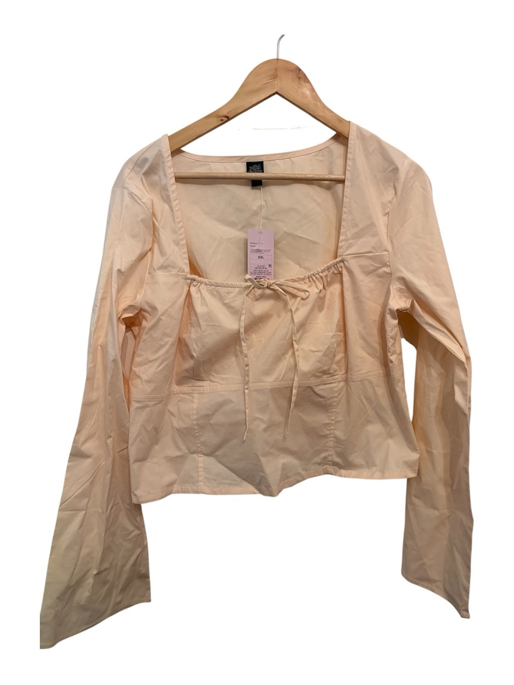 wild fable Cream Long-Sleeve Square Neck Blouse